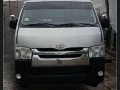Silver 2007 Toyota HiAce Abadula commuter van imported from Dubai parked in Addis Ababa 1