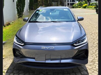 Image 1 (Front / Exterior Profile): Front exterior profile of metallic grey 2025 BYD e2 Luxury Electric Hatchback for sale in Addis Ababa Ethiopia