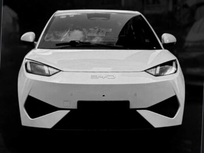 1:Front profile view of brand new white 2025 BYD Seagull Dolphin Mini EV in Ethiopia
